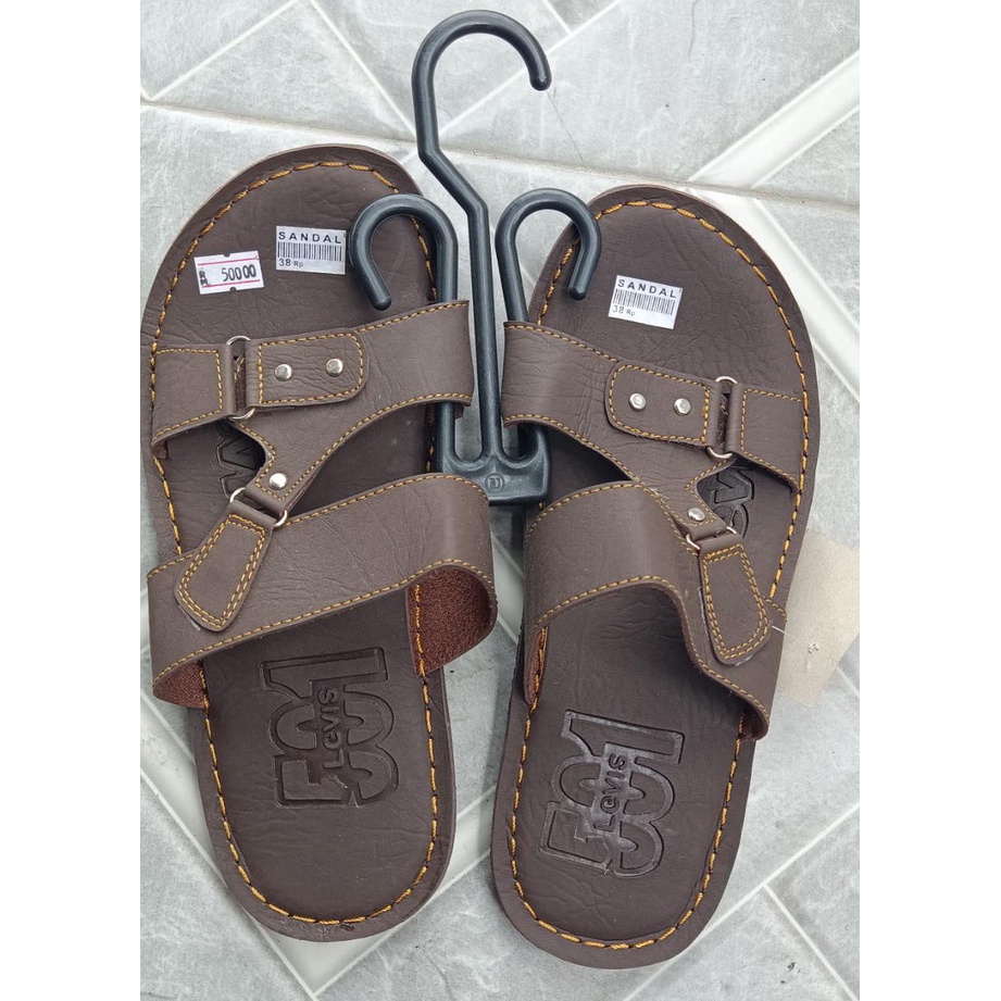 Sandal kulit pria / Sandal pria nyaman / Sandal pria 501 Levis / Sendal murah/ Sendal PKU