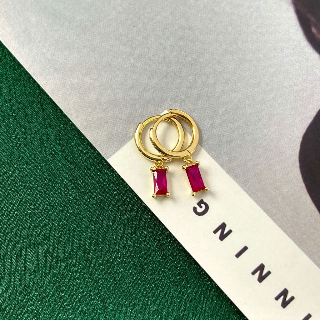 Anting Zirkon Warna-Warni Gaya Korea Untuk Perempuan