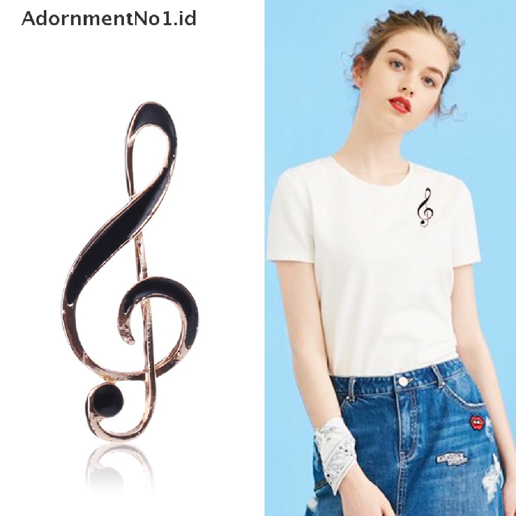 [AdornmentNo1] Bros Bentuk Nota Musik Sederhana Warna Emas Silver Enamel Bros Kerah Pin [ID]