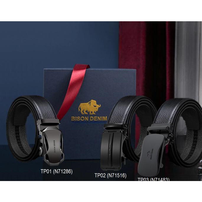 Ikat Pinggang Pria Kulit Asli Bison Denim Original Strap Auto Buckle