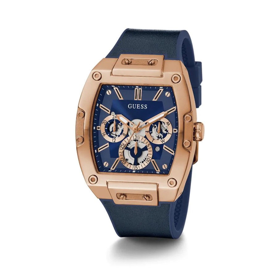 Terbaru promo jam GUESS GW0202G4 Original PHOENIX Jam Tangan Pria Analog Rose Gold Biru