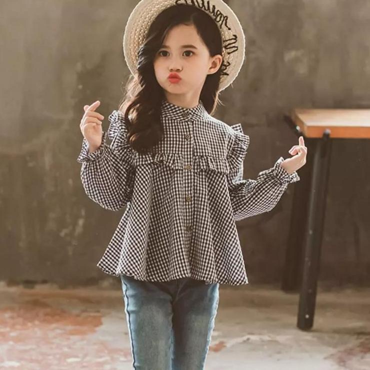 ➱ BLUS ANAK-ANAK PEREMPUAN MODEL CANTIK(2-12thn)MOTIK KOTAK-KOTAK ֍