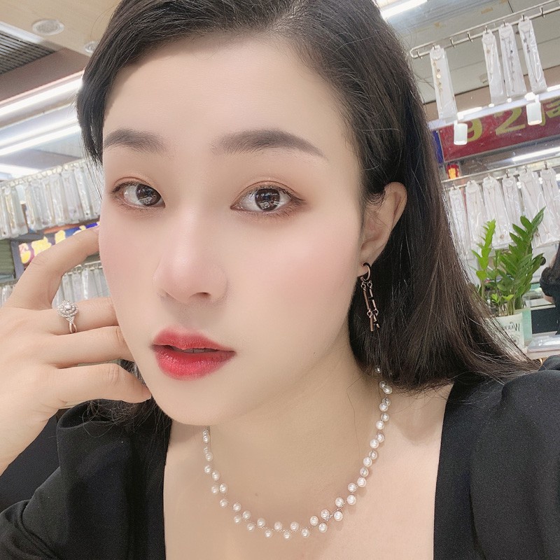 Anting Tusuk Gantung Panjang Desain Tulisan Gaya Jepang / Korea / Klasik / Trendy Anti Pudar Untuk Wanita 2021