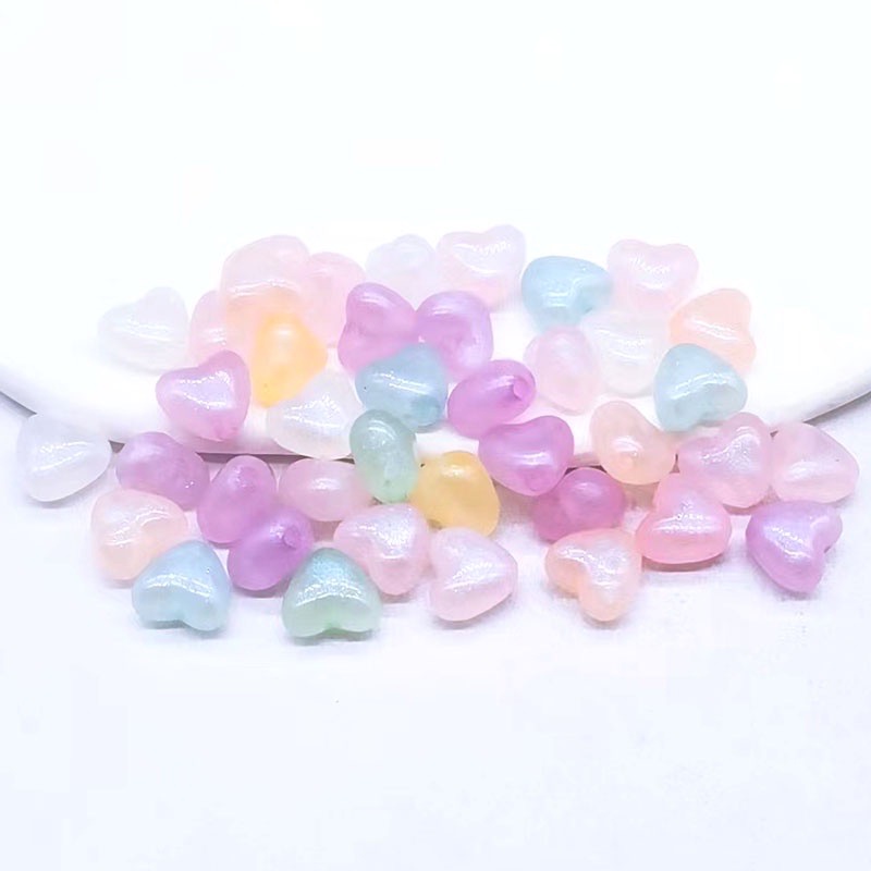 Manik Hati Heart Akrilik Frosted Kilap (5pcs)