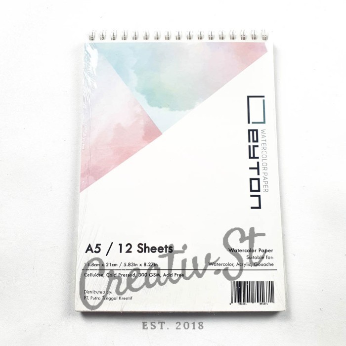 

Scetch Leyton Watercolor Book Spiral A5 300 Gsm Cold Pressed 12 Sheet