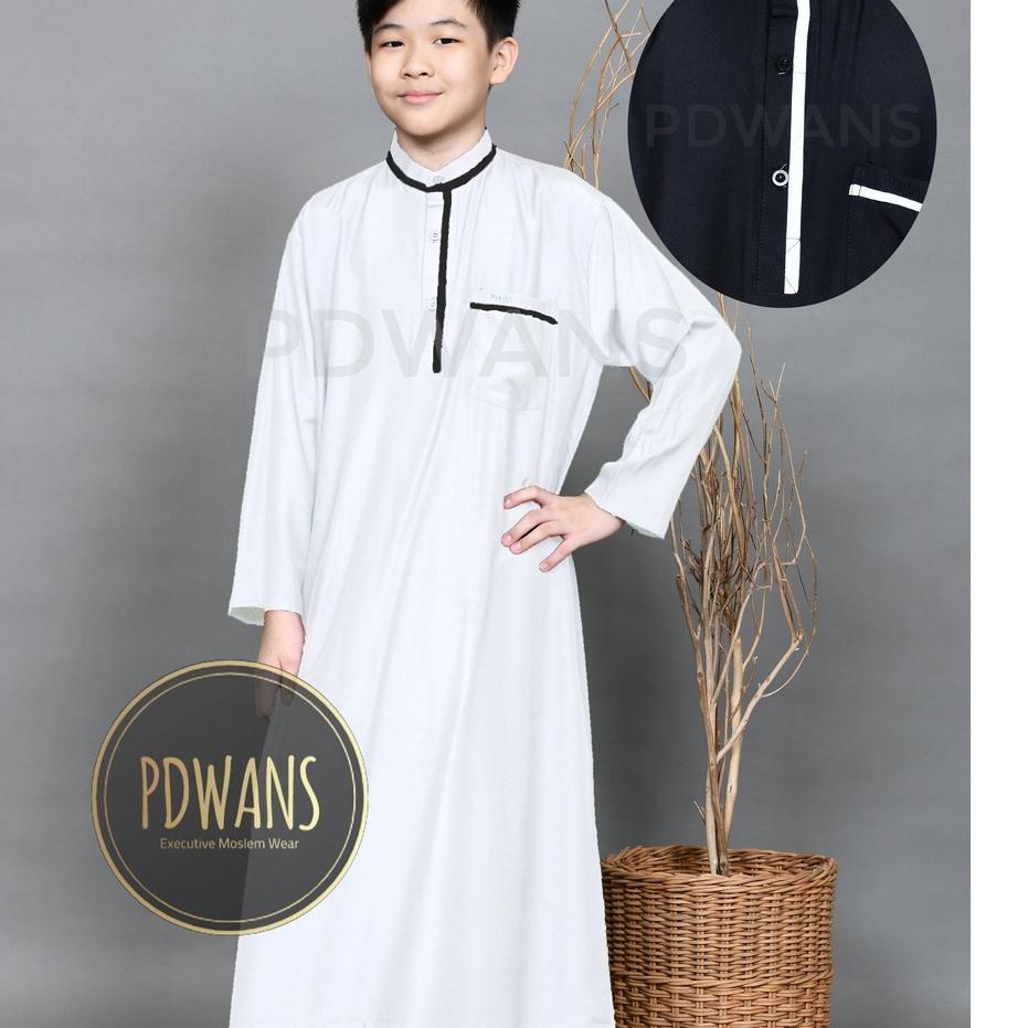 ✪ JUBAH ANAK REMAJA TANGGUNG Baju Muslim Anak Jubah Gamis Putih Hitam ☉