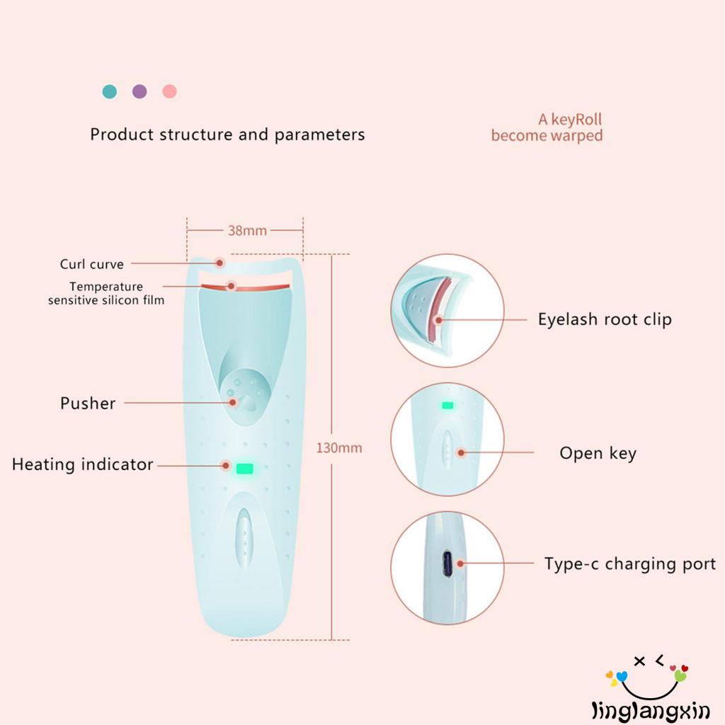 Llx-alat Makeup Profesional Penjepit Bulu Mata Pemanas Elektrik Dengan Bantalan Pemanas Silikon Pintar