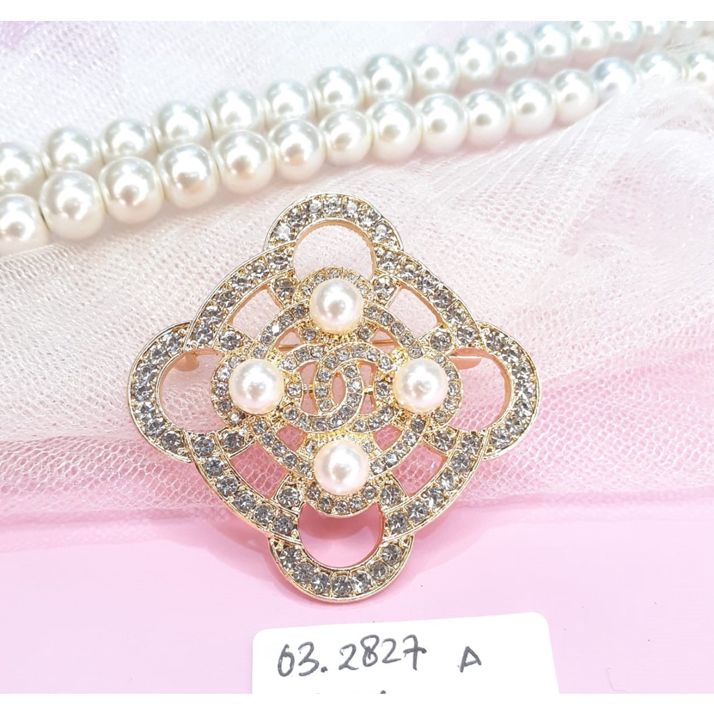 BROS BRANDED LOGO CHANEL MUTIARA | PREMIUM BROOCH ZICRON