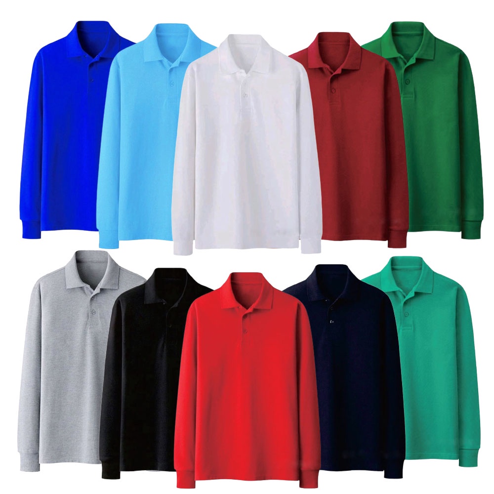Baju kaos polo pria lengan panjang / baju kaos polo pria dan wanita / baju kaos kerah lengan panjang