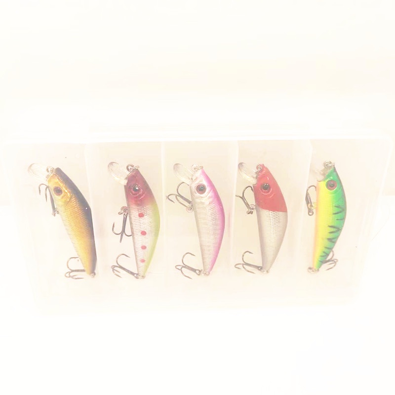 5 Pcs Kotak Ikan Kecil Ikan Kecil Memancing Umpan 7cm 8g 3D Mata Crankbait wobbler Mengambang Buatan Plastik Umpan Keras Fishing Tackle