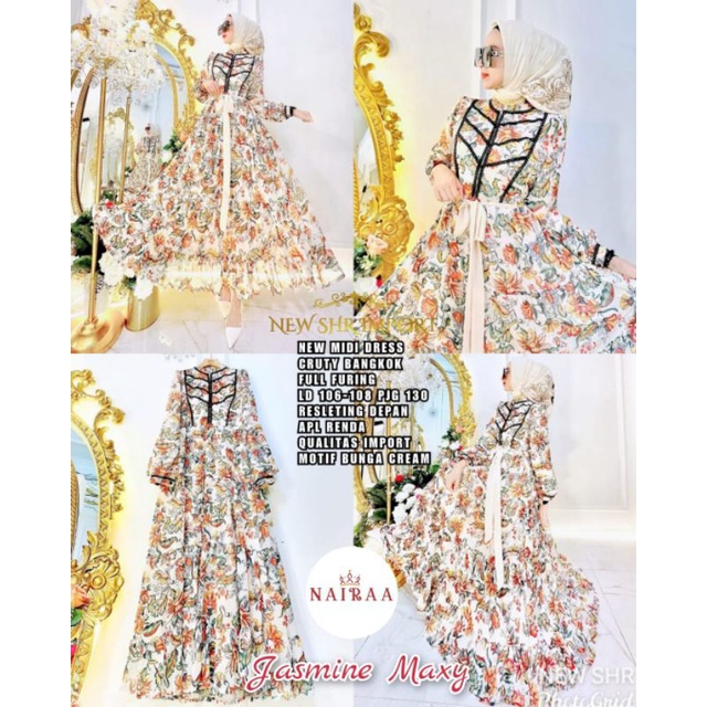 baju gamis lebaran 2023 Jasmin maxy ORI SHR gaun kondangan