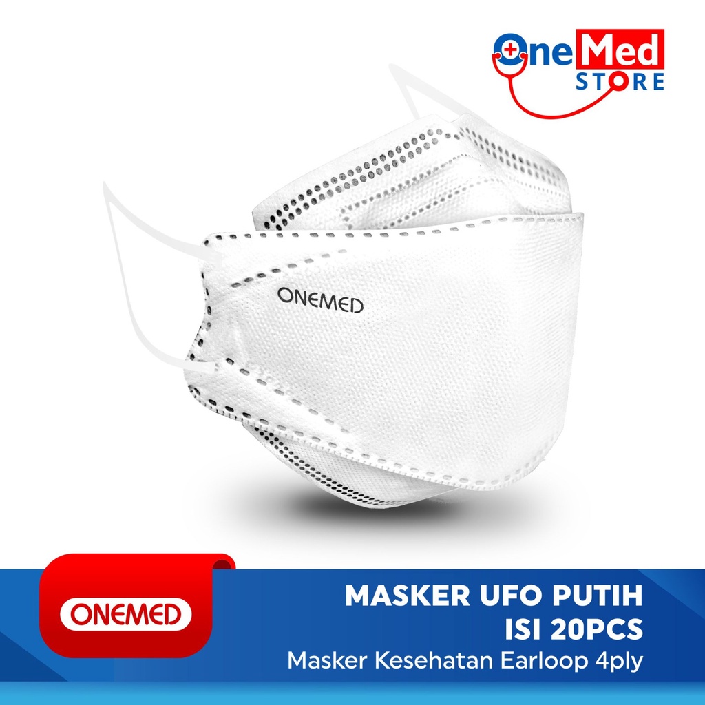 Masker Karet UFO Putih 3D OneMed 4ply Box isi 20pcs OJ2