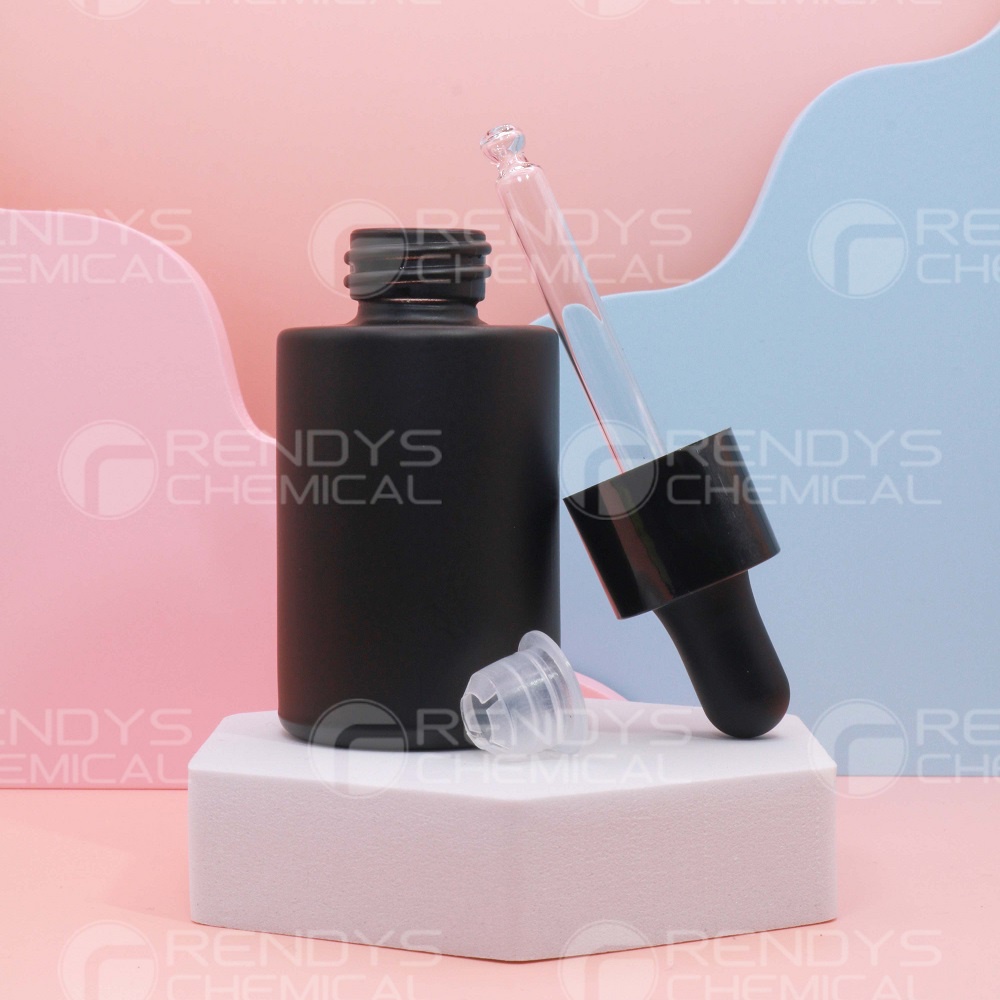 Botol Pipet Kaca Tebal Hitam Doff Bahu Datar 30ML / Botol Serum Hitam 30 ML / Pipette Bottle Black Doff Flat Shoulder