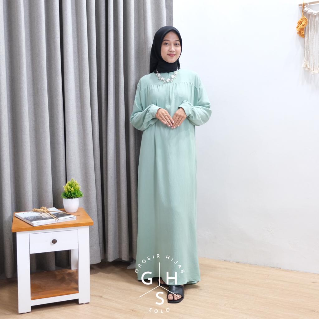 (MGA) GAMIS GLADYS LENGAN BALON DRESS WANITA BUSUI CRINCLE AIRFLOW