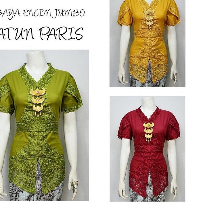 ✽ Indah KEBAYA JUMBO ENCIM LENGAN PENDEK BORDIR SENADA KATUN PARIS KEBAYA WISUDA KEBAYA KATUN KEBAYA