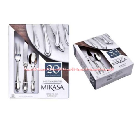 Mikasa 20pcs Alat Makan Sendok Garpu Pisau Makan Bahan Stainless Steel Kuat Tidak Bisa Bengkok Waylon Alat Peralatan Makan Silver Mikkasa Mikassa sendok 1set Rockfordt