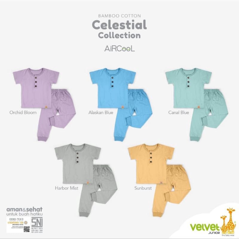 Velvet Bamboo Cotton Celestial Collection Setelan Pendek Panjang Random Warna - CC-036C4