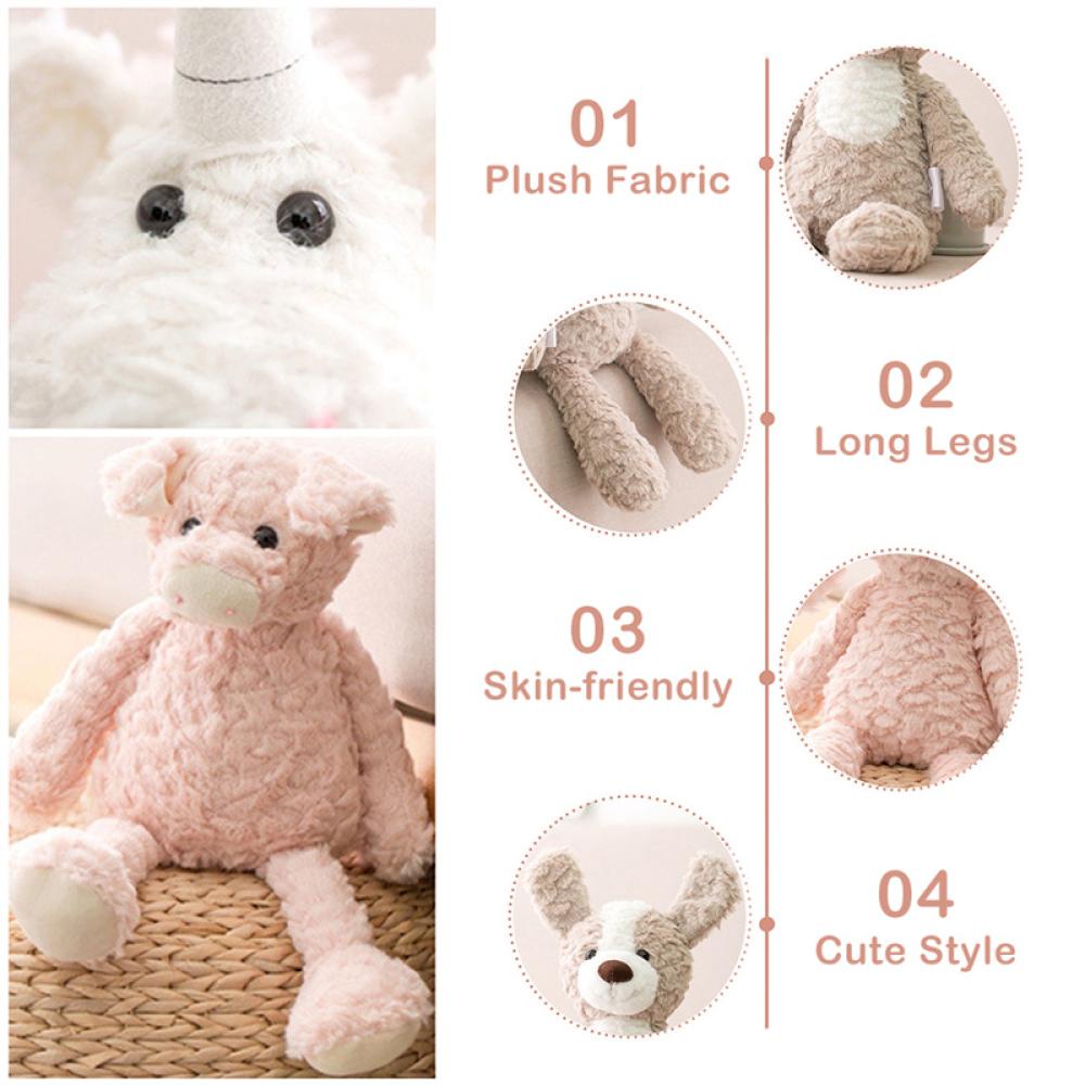 Timekey Lucu Lembut Kaki Panjang Mainan Mewah Boneka Kartun Hewan Bayi Menenangkan Mainan Bunny Unicorn Dino Dekorasi Rumah Boneka Untuk Anak Kids N8U3