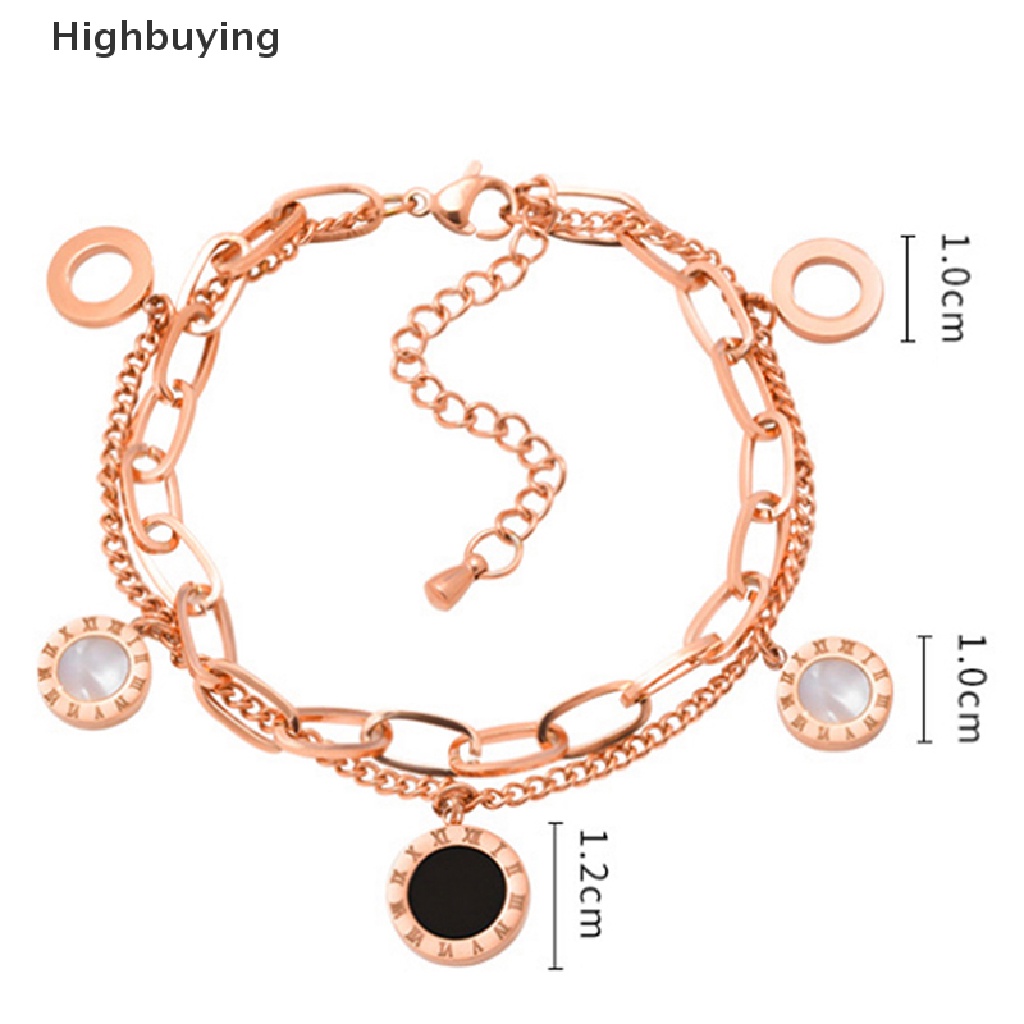 Hbid Perhiasan Titanium Steel Angka Romawi Gelang &amp; Gelang Wanita Charm Glory