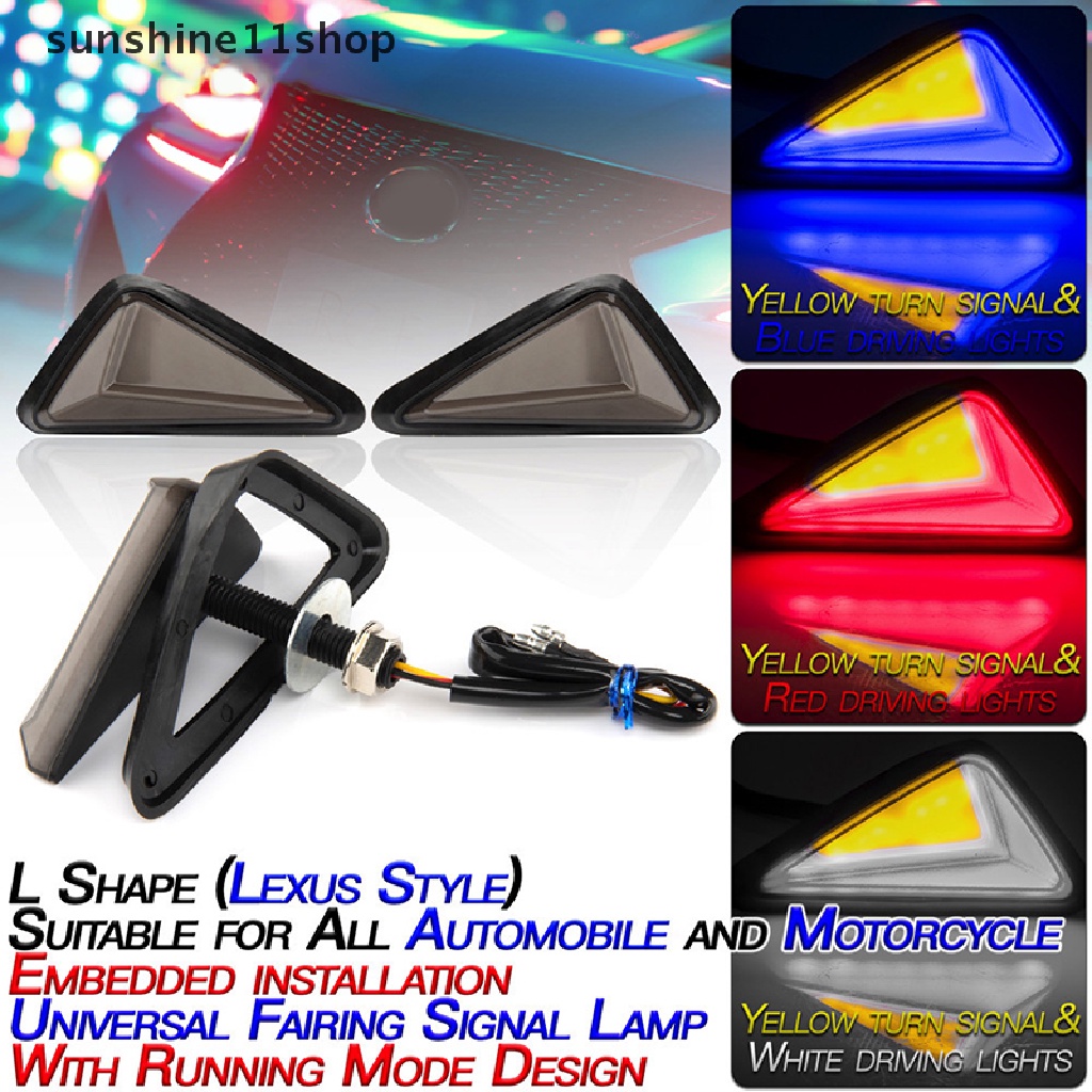 Sho 2PCS Universal Mobil Motor Segitiga Sein Tertanam Instalasi Panduan Berbentuk L LED Sein Tertanam Instalasi Mengalir Sein N