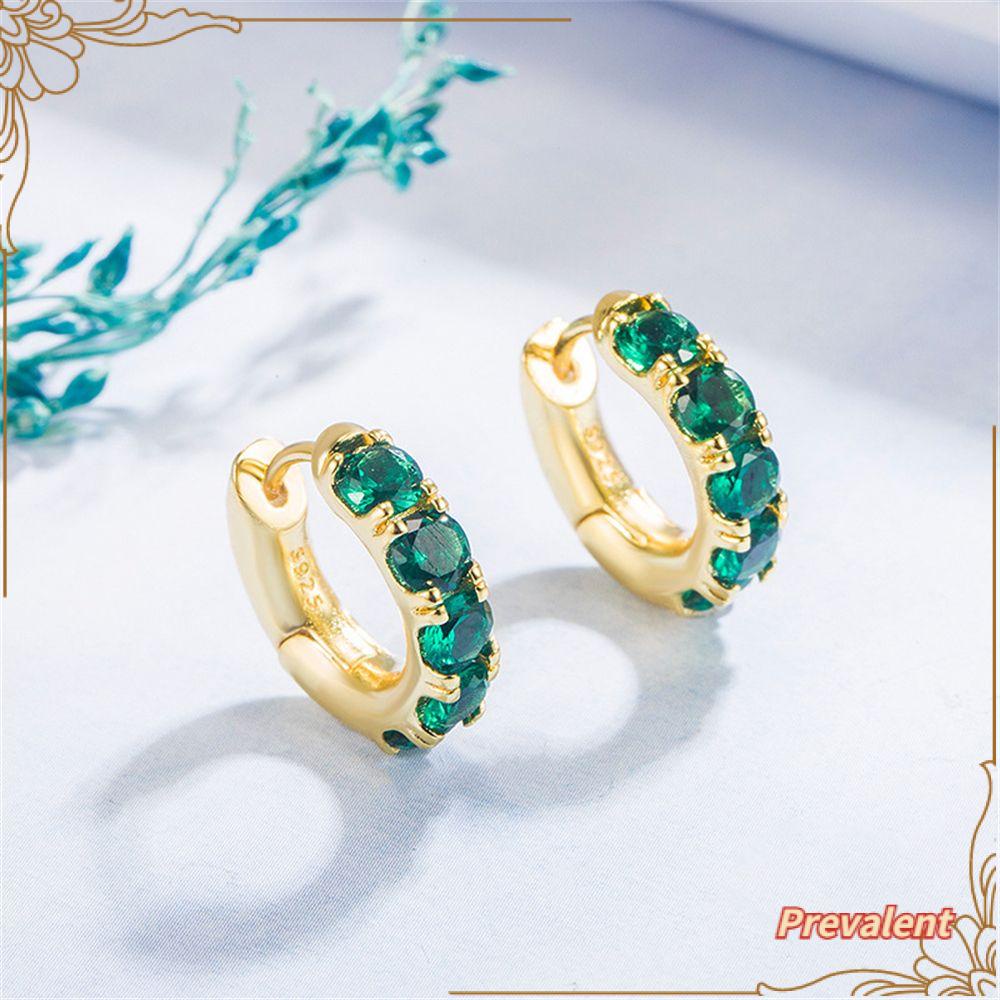 Preva Emerald Green Hoop Earrings Hadiah Perhiasan Tubuh Elegan Emerald Green Huggie Hoop Earrings