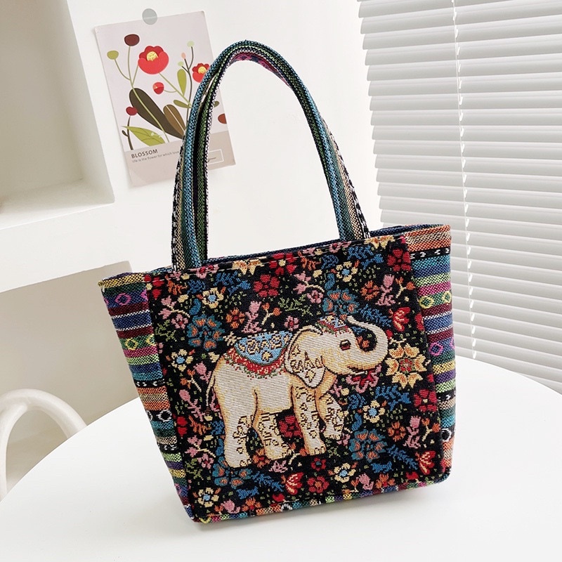 MAANGE Tas Tote Motif Gajah Wanita Import Tas Totebag Handbag 1275