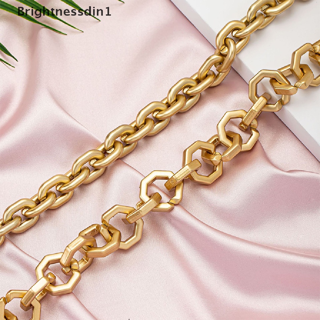 [Brightnessdin1] Kalung Rantai Akrilik Pernyataan Sederhana Punk Eropa Wanita Minoritas Warna Emas Kalung Rantai Choker Geometris Untuk Wanita Butik