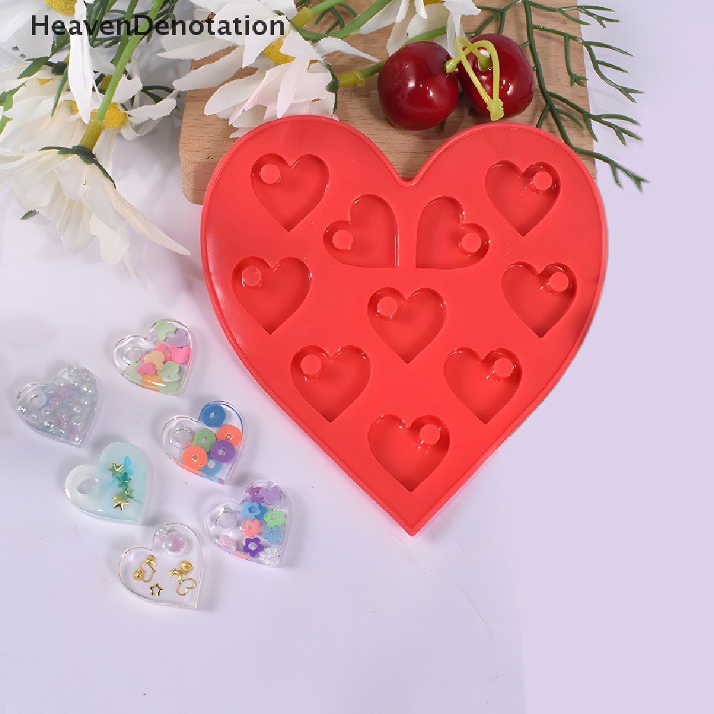 [HeavenDenotation] Diy Bentuk Hati Kecil Silikon Gantungan Kunci Cetakan Luggage Tag Perhiasan Gantung Liontin Ch Epoxy Resin Casg Cetakan HDV