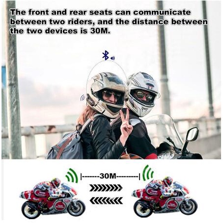 Motorcycle Bluetooth E1 Intercom helm Bluetooth 5.0 FM Radio intercom dua arah dan Peringkat tahan air IPX6- Soft Microphone