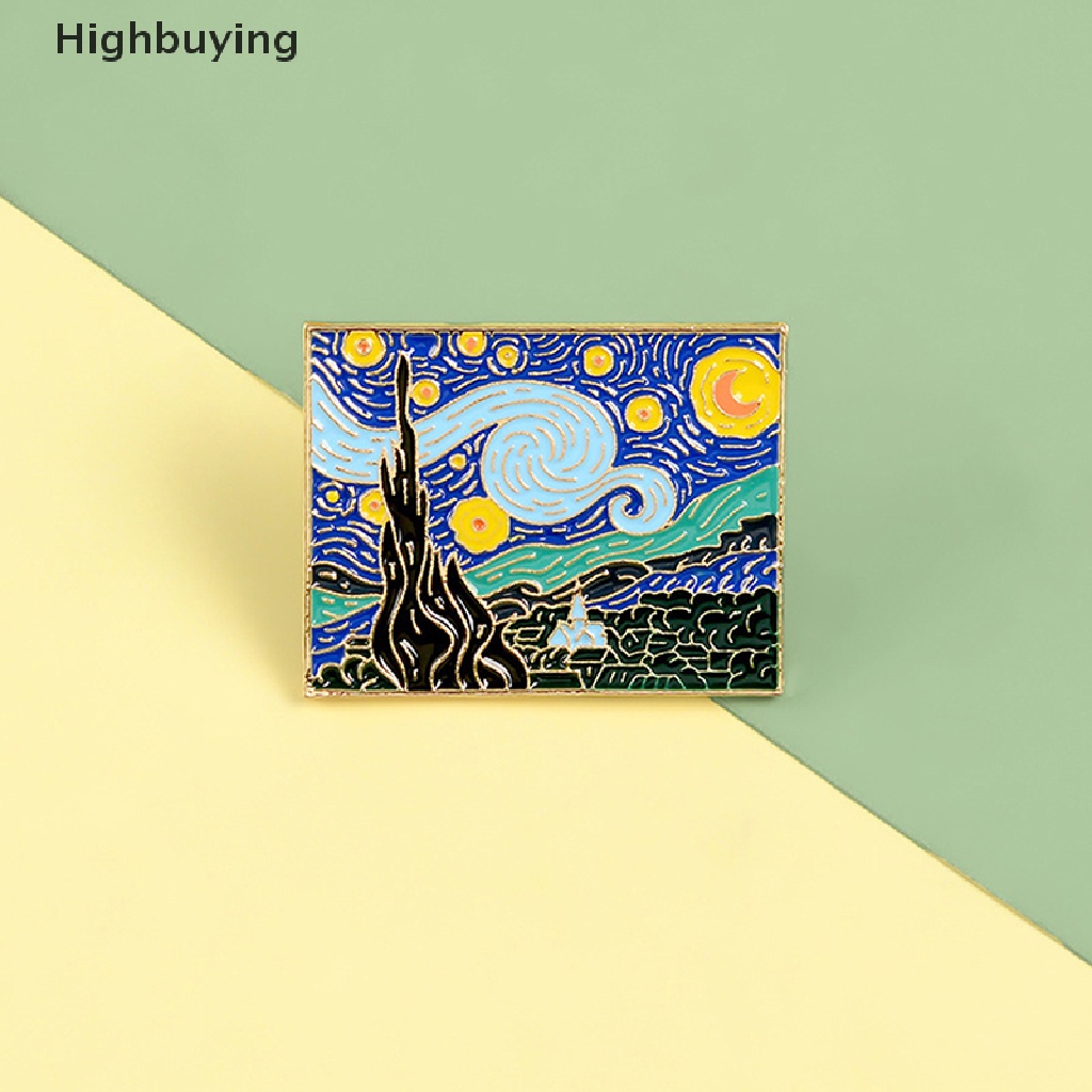 Hbid Van Gogh's Masterpiece Paings Starry Sky Bros Romantis Pin Perhiasan Glory