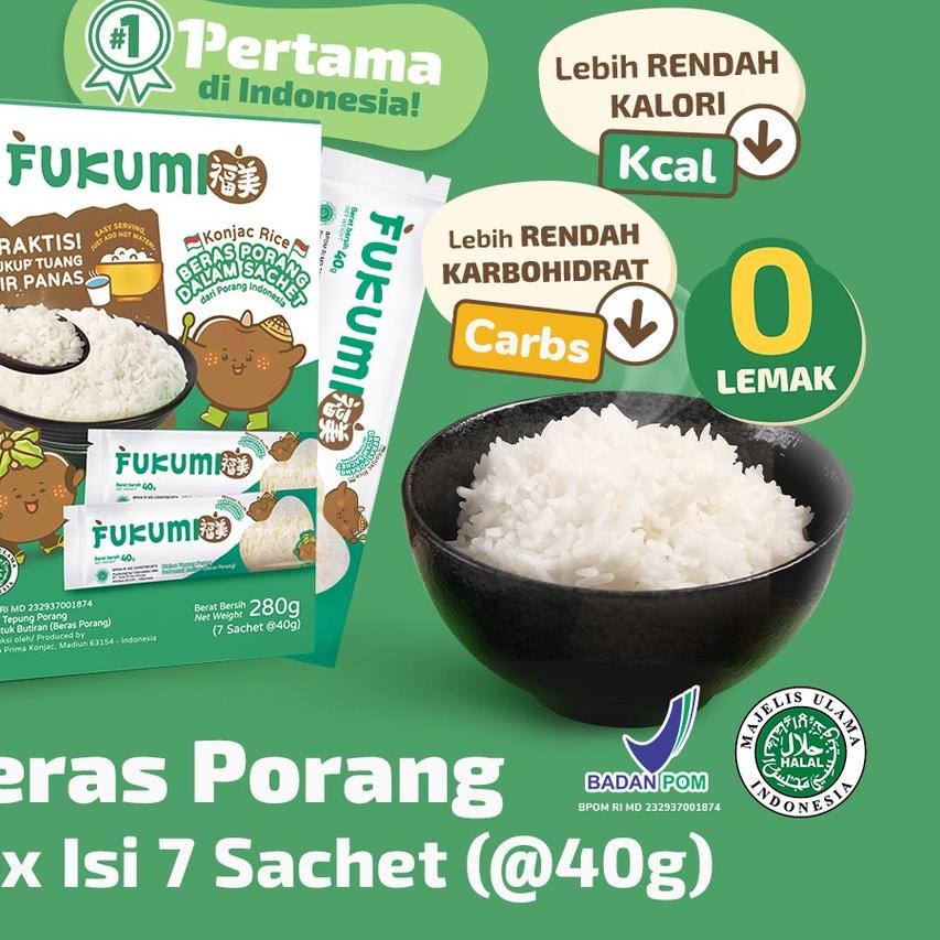 

☎ FUKUMI BERAS PORANG BOX SACHET - Fukumi Shirataki Beras Konjac Rice Diet isi 7 sachet x @40gr ❋