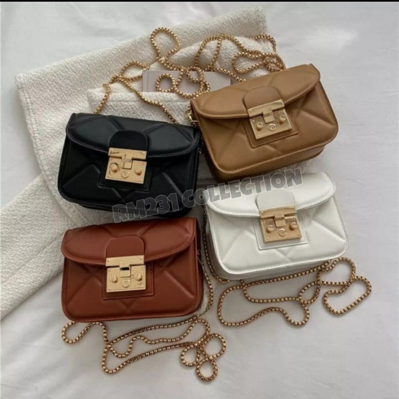 hand bag Tas mini cute  wanita model selempang bahan pu leather (masuk hp)