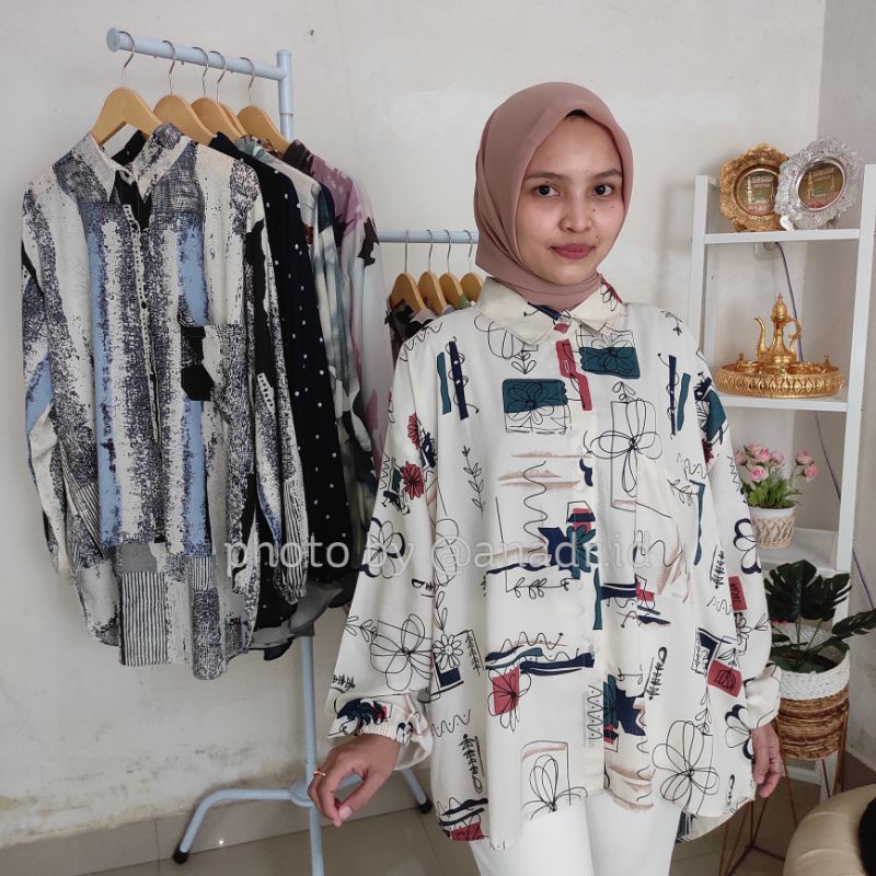 PATTERN OVERSIZE BLOUSE MOTIF YOSA - KEMEJA MOTIF - KEMEJA OVERSIZE - KEMEJA BASIC