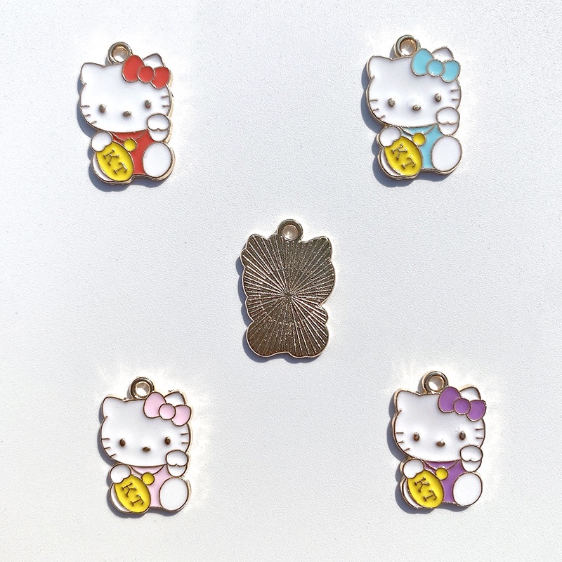 4 Pcs Warna Tetes Minyak Kartun Hewan Liontin DIY Gelang Kalung Membuat Perhiasan Alloy Charm Kitten Pendant