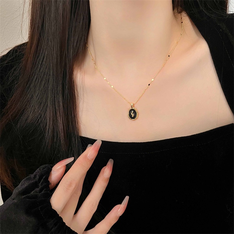 Kalung Bunga Tulip Hitam Elegan Fashion Rantai Klavikula Choker Necklace Untuk Gadis Yang Indah