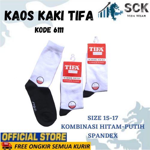 Kaos Kaki Sekolah TIFA 6111 Polos Hitam Putih / Kaus Kaki Perlengkapan Sekolah