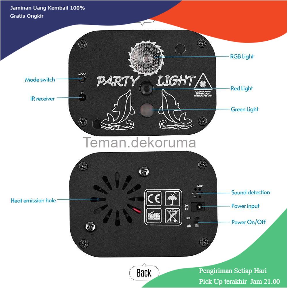 TD - LMP SZWIYXE Lampu Proyektor Disco LED RGB 60 Patterns 5V 5W with Remote - YXE-14