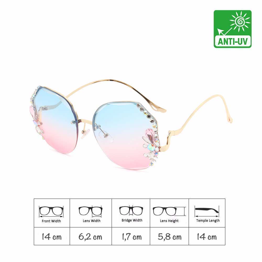 Kacamata UV400 [ Blue Pink ] Anti Radiasi - Sunglasses Wanita Korea - HM8160