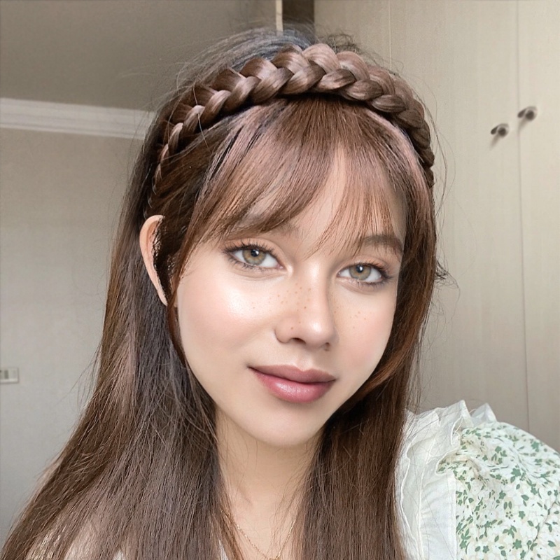 Gaya Korea wig Poni Satu Tulang Ikan Kepang Bando Baru Tinggi Tengkorak twist Kepang headband Perempuan