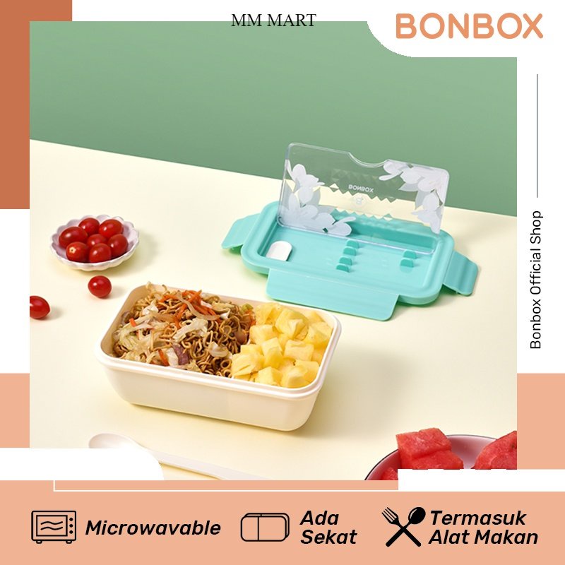 [BISA COD] BONBOX Kotak Makan Plastik Sekat 2 Multifungsi Lunch Box Susun Microwaveable Food Grade M