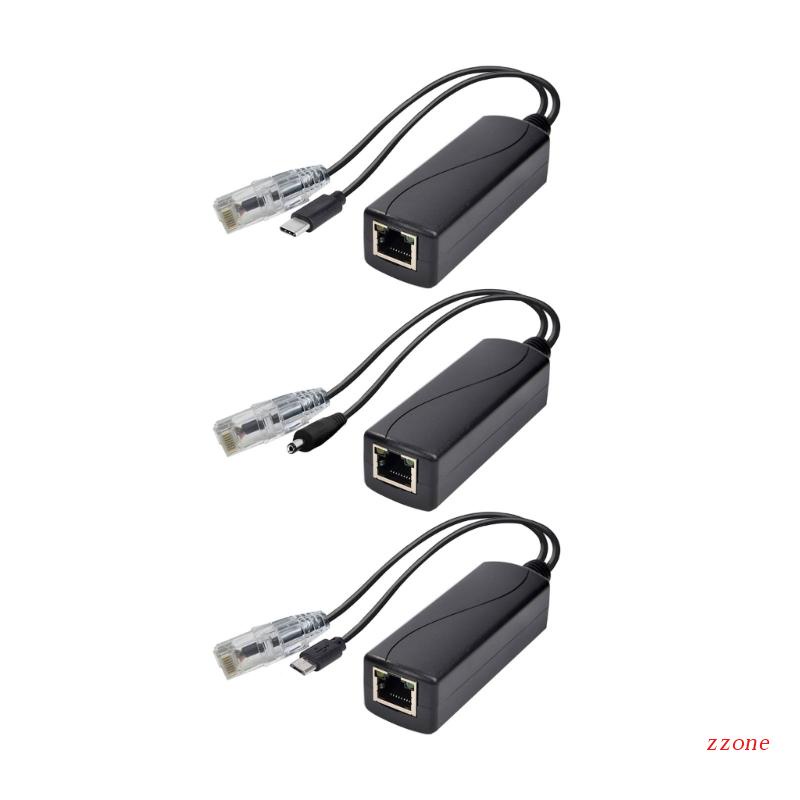 Zzz Gigabit PoE Splitter 5V 2.4 A TYPE-C/DC5521/Pemisah Colokan Listrik Micro USB