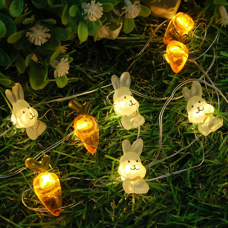1m 10LED Easter Bunny String Lights Dekorasi/USB Charging Wortel Kelinci Peri Cahaya Untuk Pesta Paskah Anak-Anak Nikmat Hadiah
