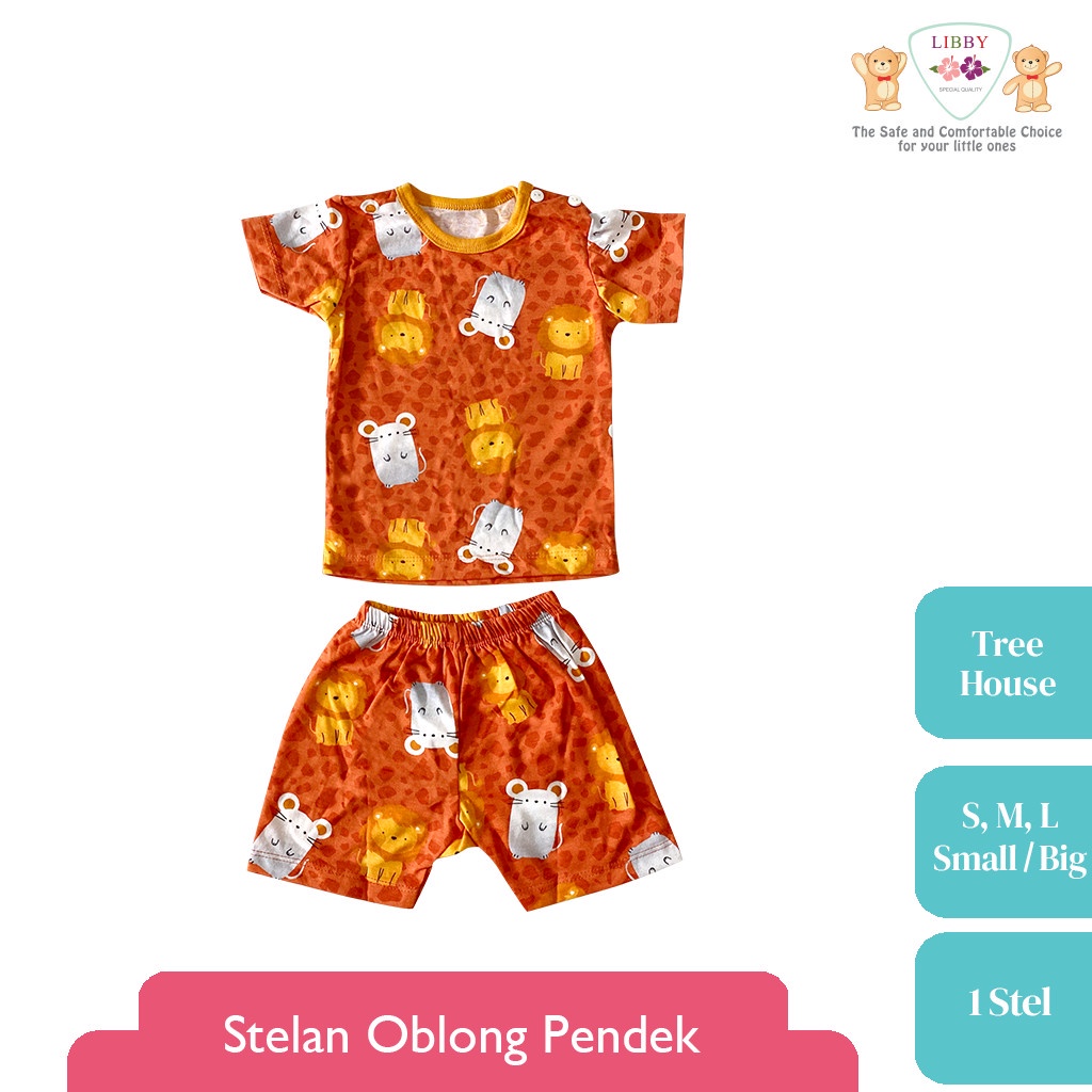 Libby Setelan Oblong Pendek  Celana Pendek  Terbaru Motif Tree House