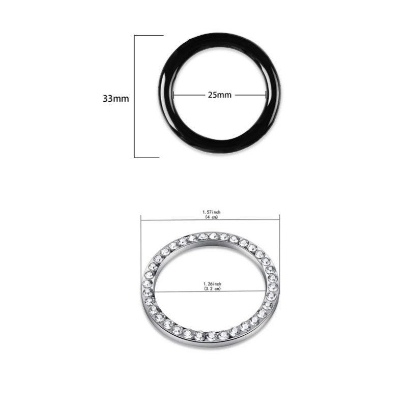 Cincin Hias Start Kancing Satu Mobil Plastik Hitam Simple/Kancing Stop Otomotif Self Adhesive Round Rings/Aksesoris Dekorasi Interior Kendaraan