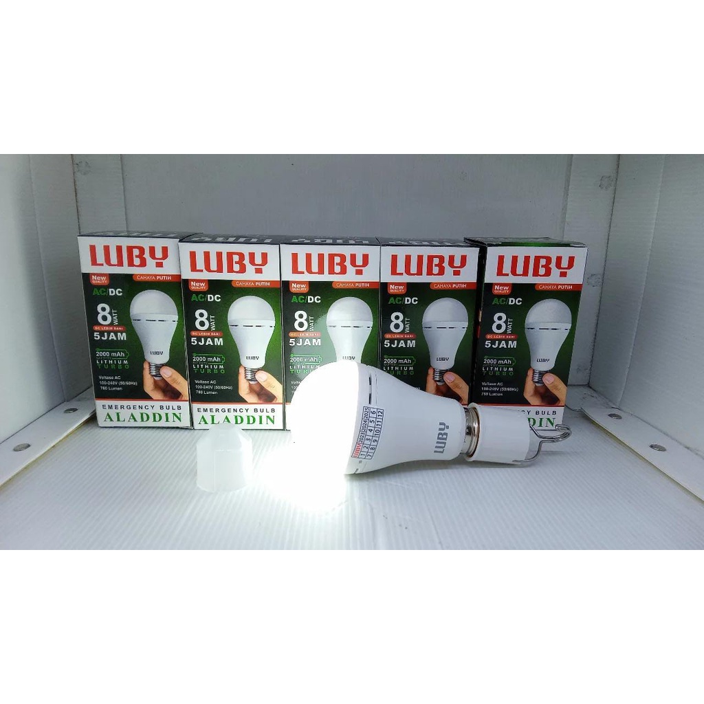 Lampu LED Emergency LUBY Aladdin / Lampu AC DC 6Watt / 6W / 8Watt / 8W / 10Watt / 10W  / 12Watt / 12W / 16Watt / 16W / 20Watt / 20W Cahaya Putih