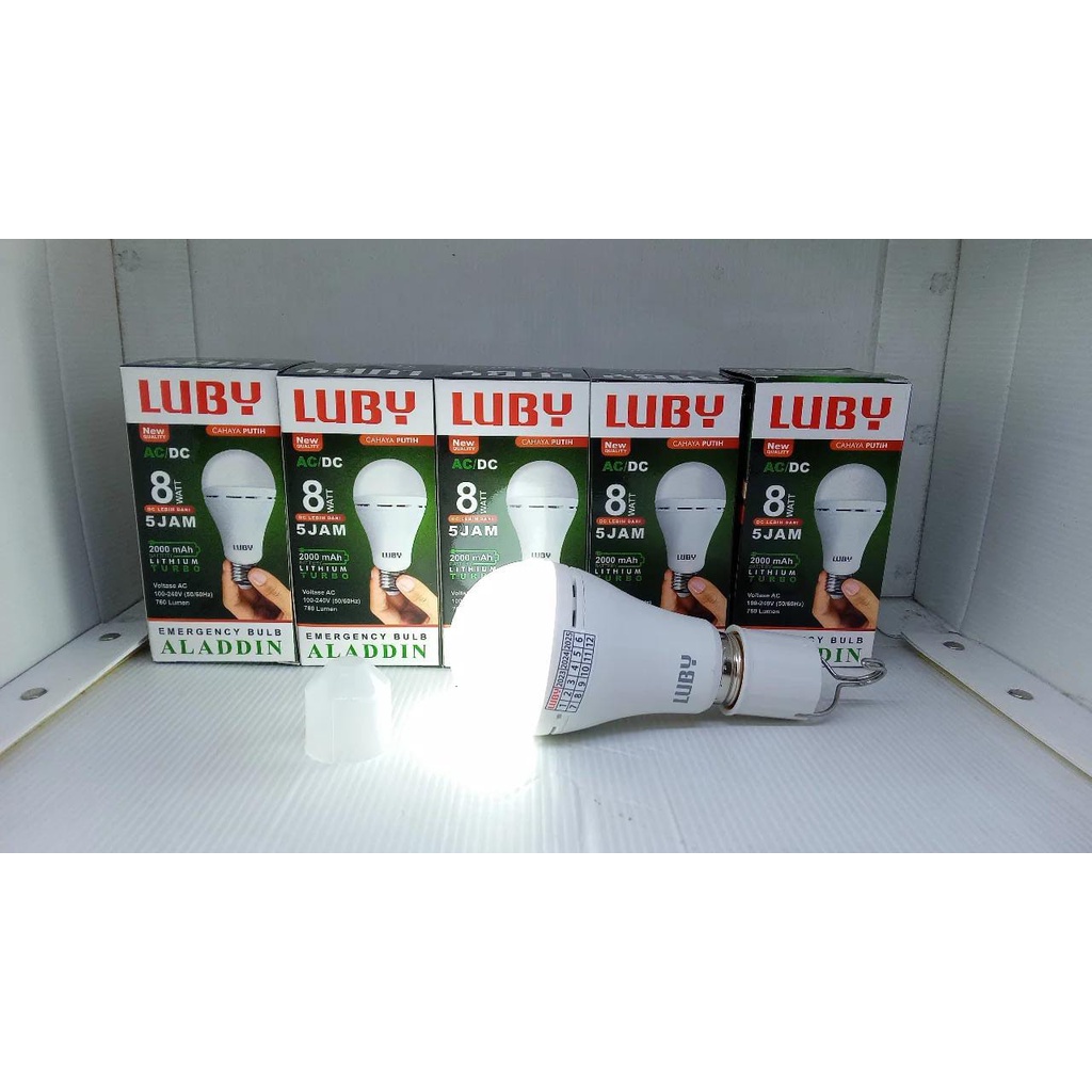 Lampu LED Emergency LUBY Aladdin / Lampu AC DC 6Watt / 6W / 8Watt / 8W / 10Watt / 10W  / 12Watt / 12W / 16Watt / 16WCahaya Putih