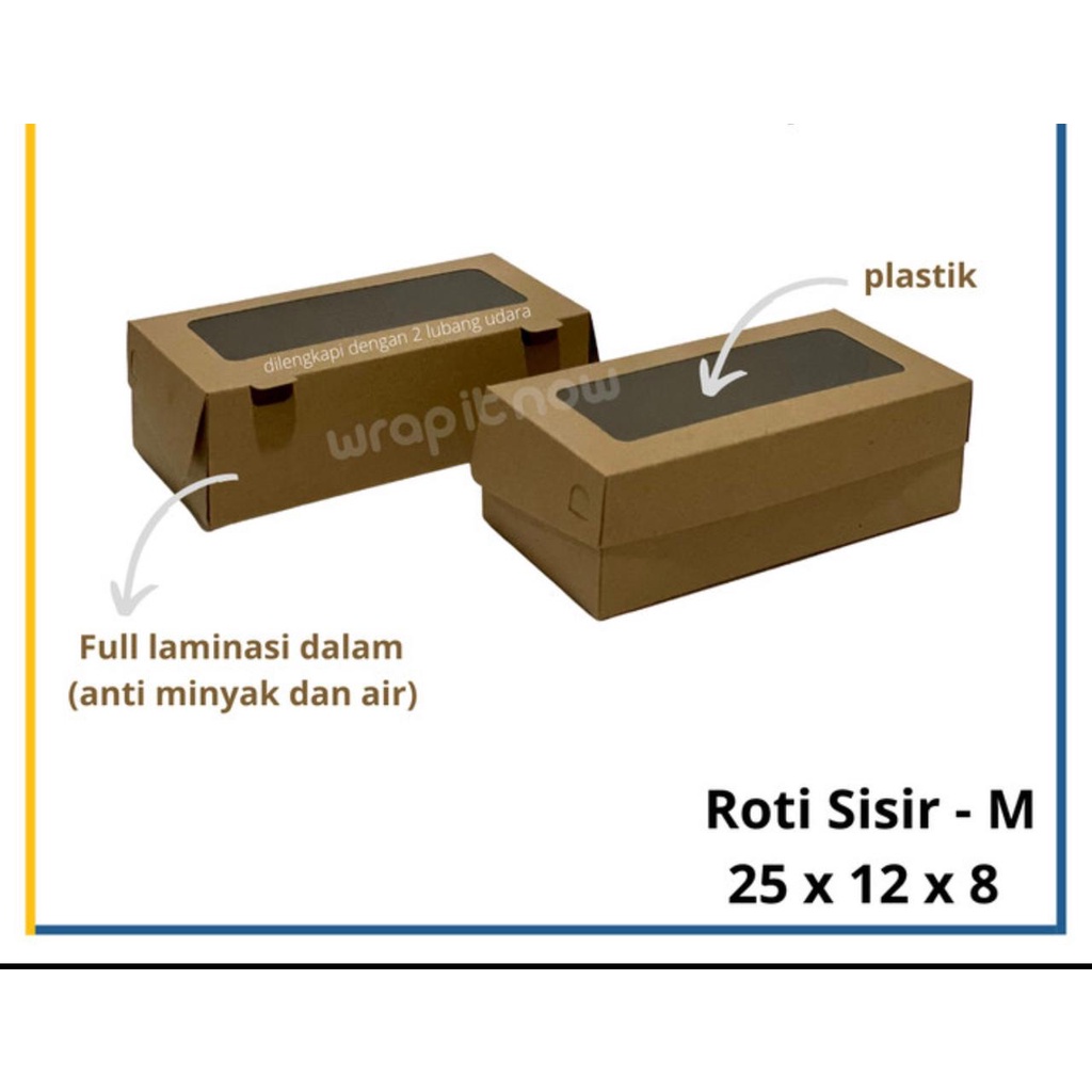 

BROWNIES BOX KRAFT MIKA 10pcs 25X12X8 LAMINASI 365 GSM