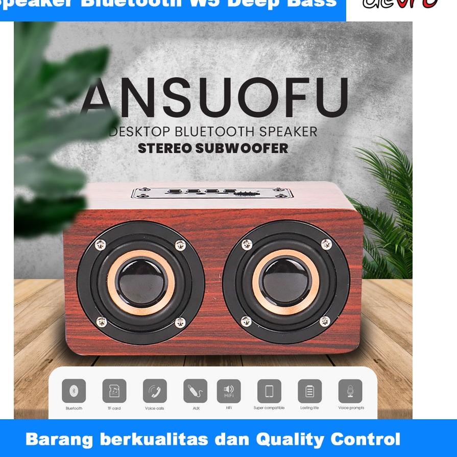 Dijamin Untung Speaker Bluetooth Stereo Subwoofer - Speaker Portable - Wood Materials - W5
