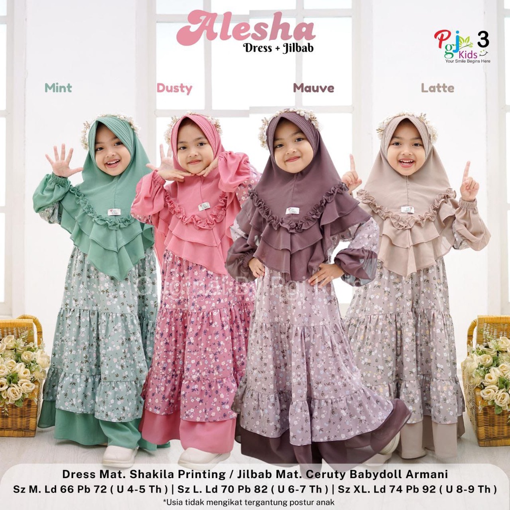 PGJ Kids ORI  READY STOK / Alesha dress kids / Pakaian dress anak perempuan dari PGJ Kids  / Pakaian