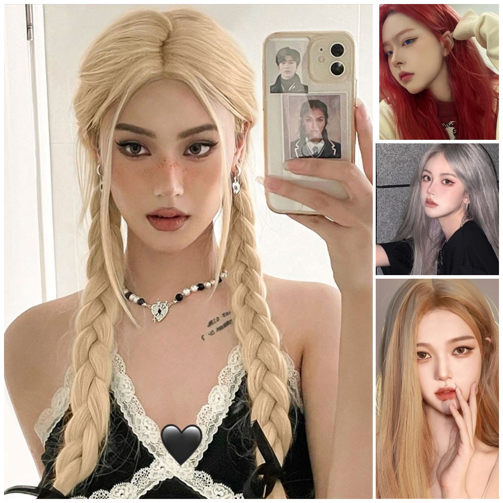 Wig Lurus Panjang Fashion Wanita Korea Gaya Yang Sama Dengan Bintang Wig Temperamen Mode Berbulu Alami